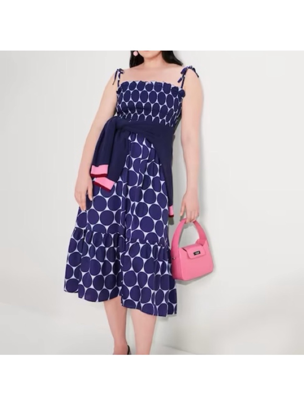 Kate Spade Joy Dot Silk Twill Smocked Dress - Picture 4 of 14